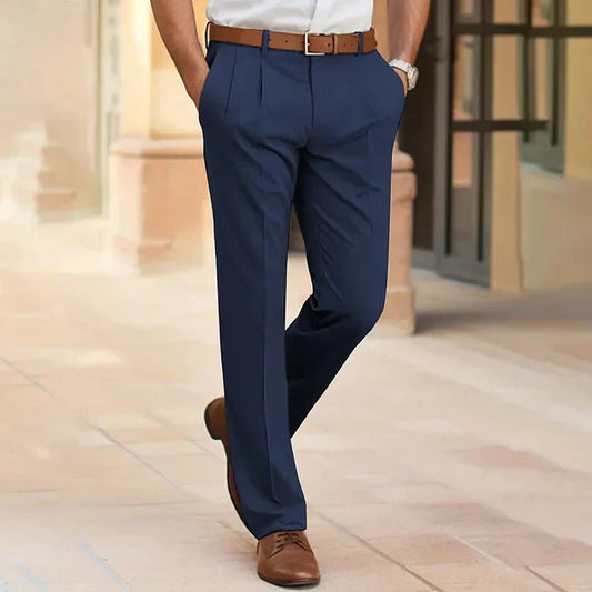 Herren Anzughose – Tailored Fit – Gerade Passform – Faltenfront – Baumwollmix
