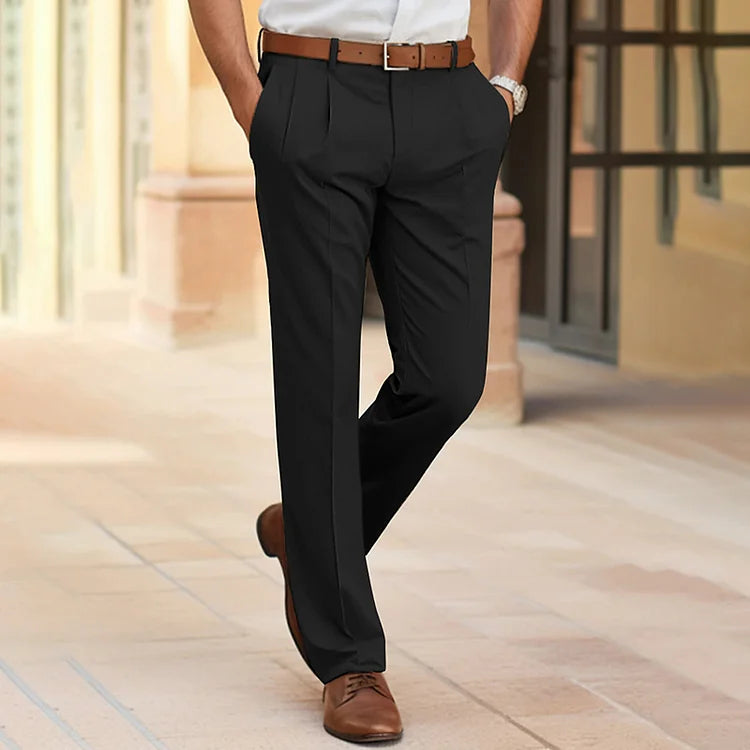 Herren Anzughose – Tailored Fit – Gerade Passform – Faltenfront – Baumwollmix