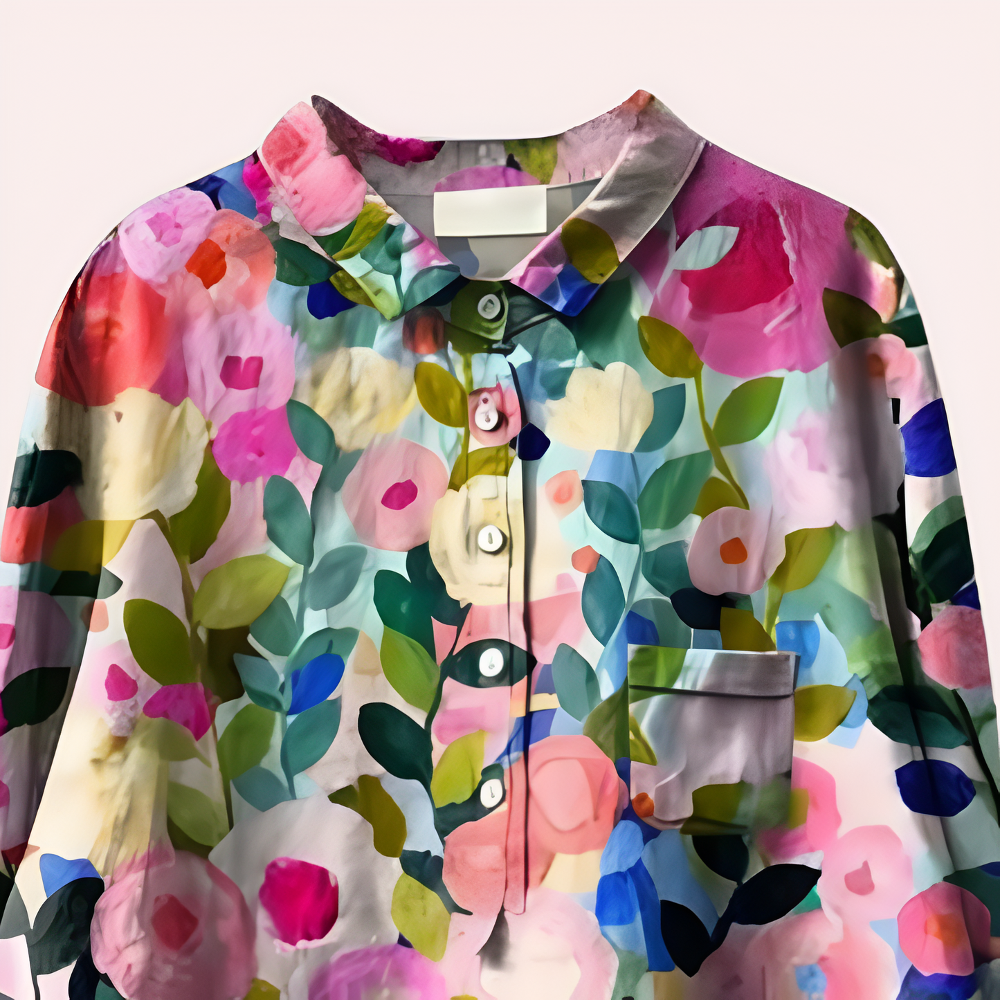 Damen Bluse – Lockerer Schnitt – Florales Muster – Atmungsaktive Naturfasern – Knopfleiste