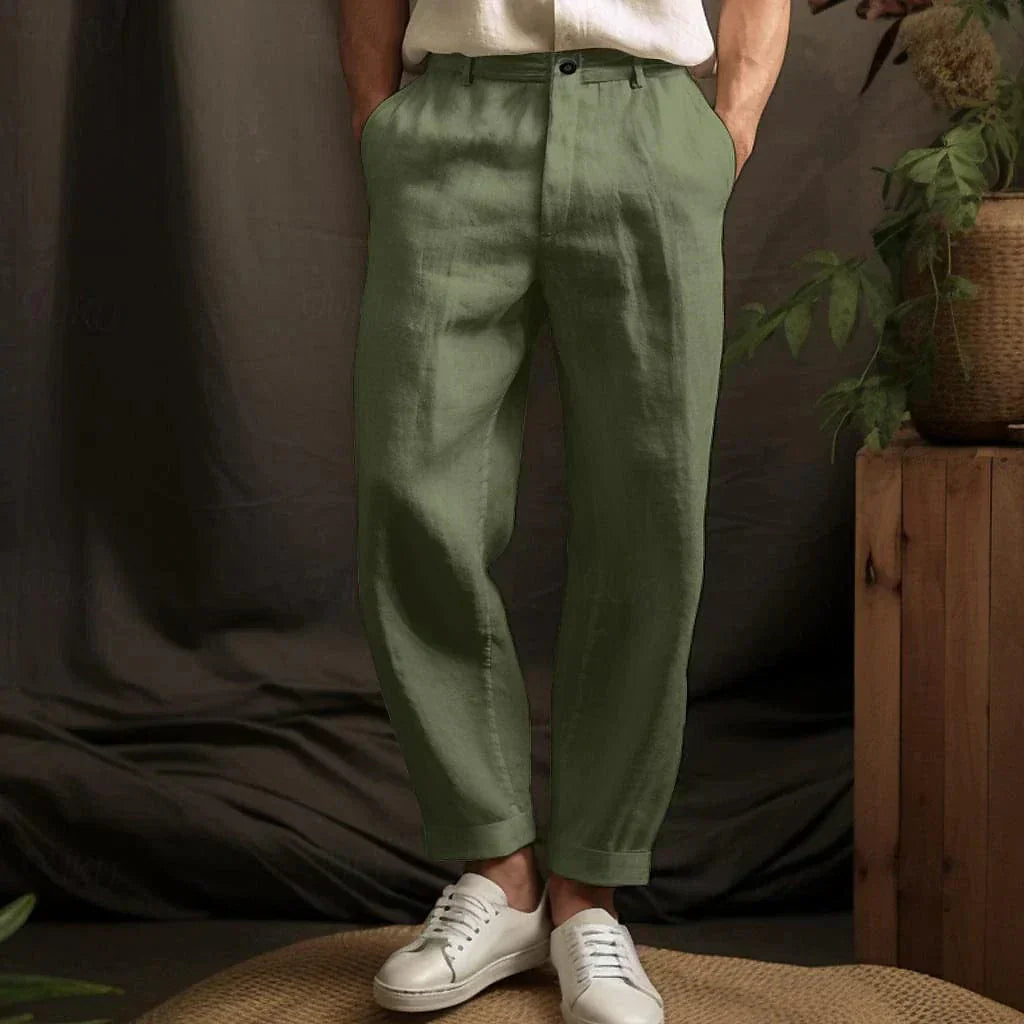 Herren Leinenhose – Relaxed Fit – Gerade Bein – Atmungsaktiv für Freizeit