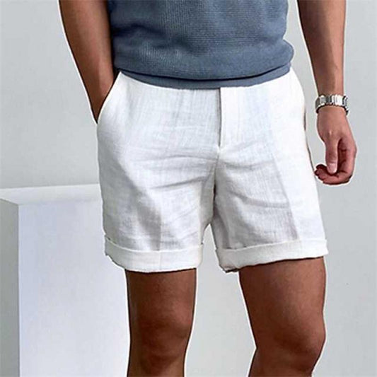 Herren Freizeitshorts – Lockerer Schnitt – Atmungsaktive Naturfasern – Cuffed Saum
