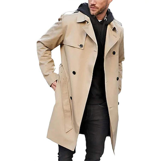 Herren Trenchcoat – Taillierter Schnitt – Doppelreiher – Gürtel – Atmungsaktives Gewebe
