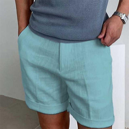 Herren Freizeitshorts – Lockerer Schnitt – Atmungsaktive Naturfasern – Cuffed Saum