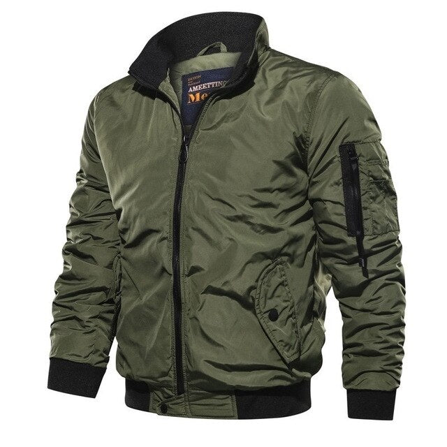 Herren Bomberjacke – Winddichtes Material – Relaxed Fit – Reißverschluss & Taschen