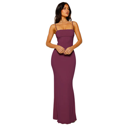 Damen Maxikleid – Bodycon Schnitt – Rückenfrei – Elegant mit Dünnen Trägern