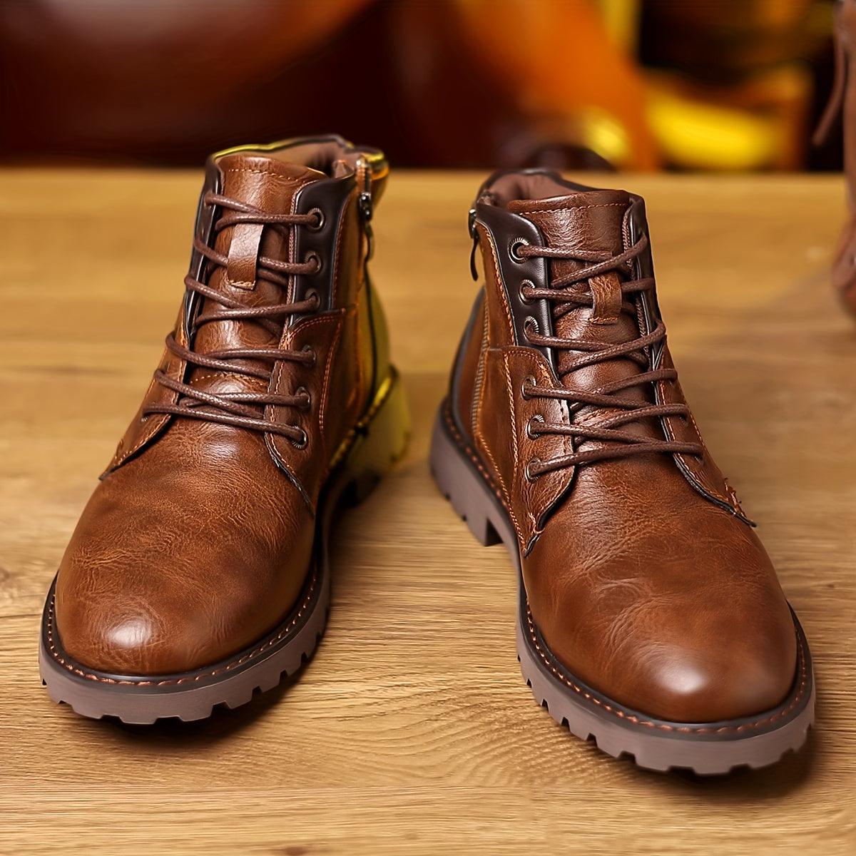 Herren Stiefeletten – Lederoptik – Reißverschluss – Robuste Sohle – Knöchelhoch