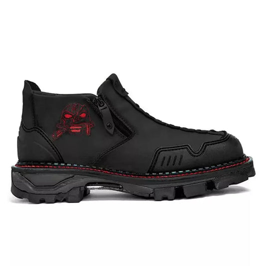 Herren Ankle Boots – Strukturierte Passform – Seitlicher Reißverschluss – Robuste Sohle – Grafisches Detail