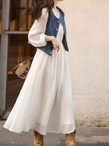 Roswitha - Besticktes Einsatzkleid für Damen