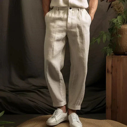 Herren Leinenhose – Relaxed Fit – Gerade Bein – Atmungsaktiv für Freizeit