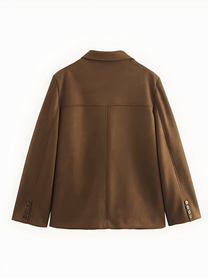 Damen Jacke – Taillierter Schnitt – Luxusstoff – Einreiher mit Revers – Hüftlang