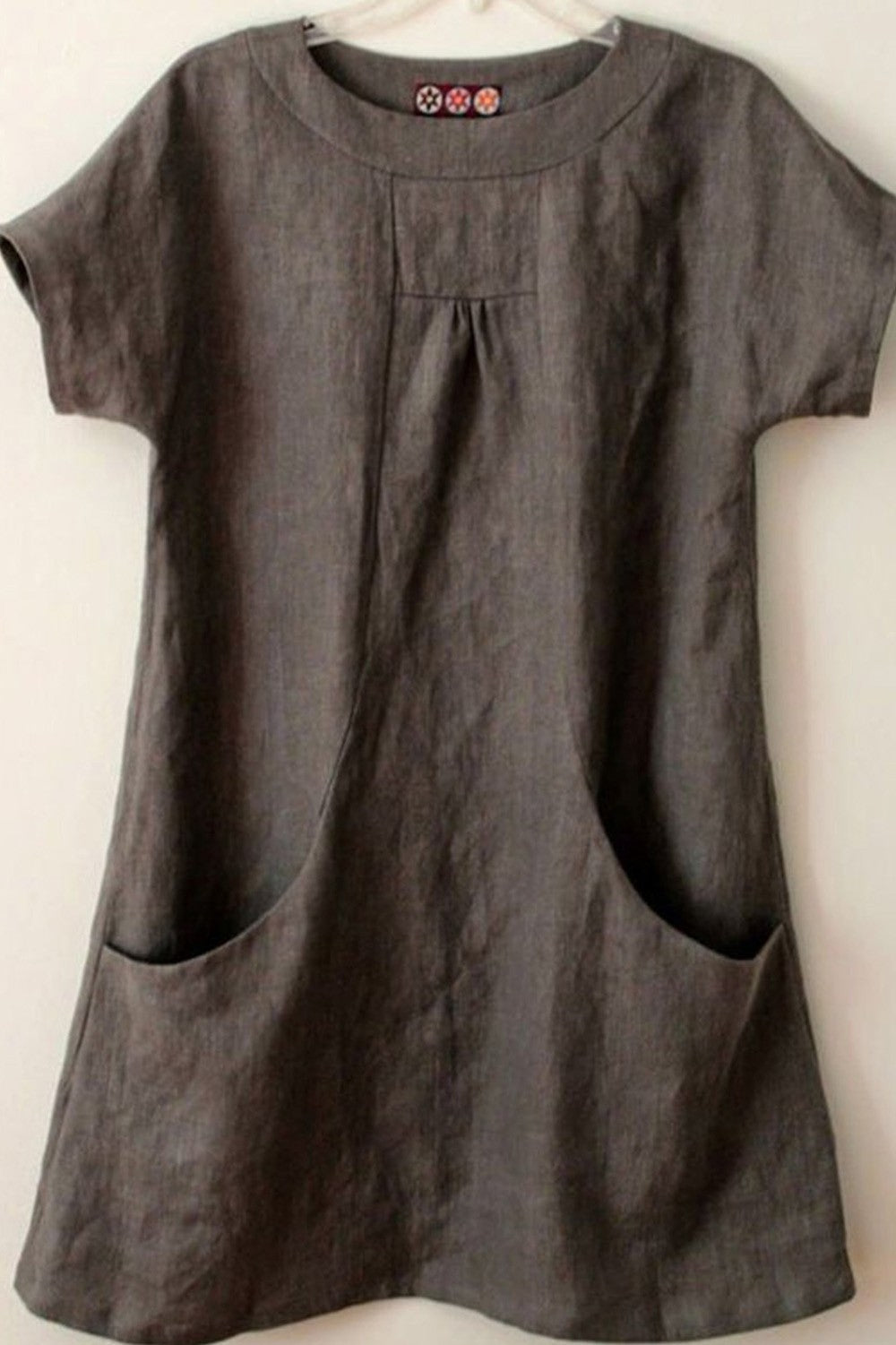 Damen Bluse – Lockerer Schnitt – Kurzarm – Natürliche Fasern – Praktische Taschen
