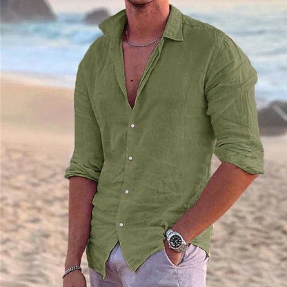 Herren Freizeithemd – Relaxed Fit – Lange Ärmel – Natürliche Fasern – Atmungsaktiv