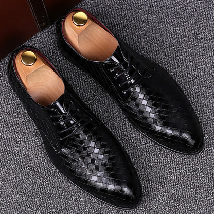 Herren Business Schuhe – Lederoptik mit Flechtstruktur – Schlanke Passform – Schnürung