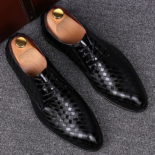 Herren Business Schuhe – Lederoptik mit Flechtstruktur – Schlanke Passform – Schnürung