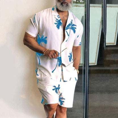 Herren Zweiteiler Set – Relaxed Fit – Atmungsaktive Mischung – Tropischer Print