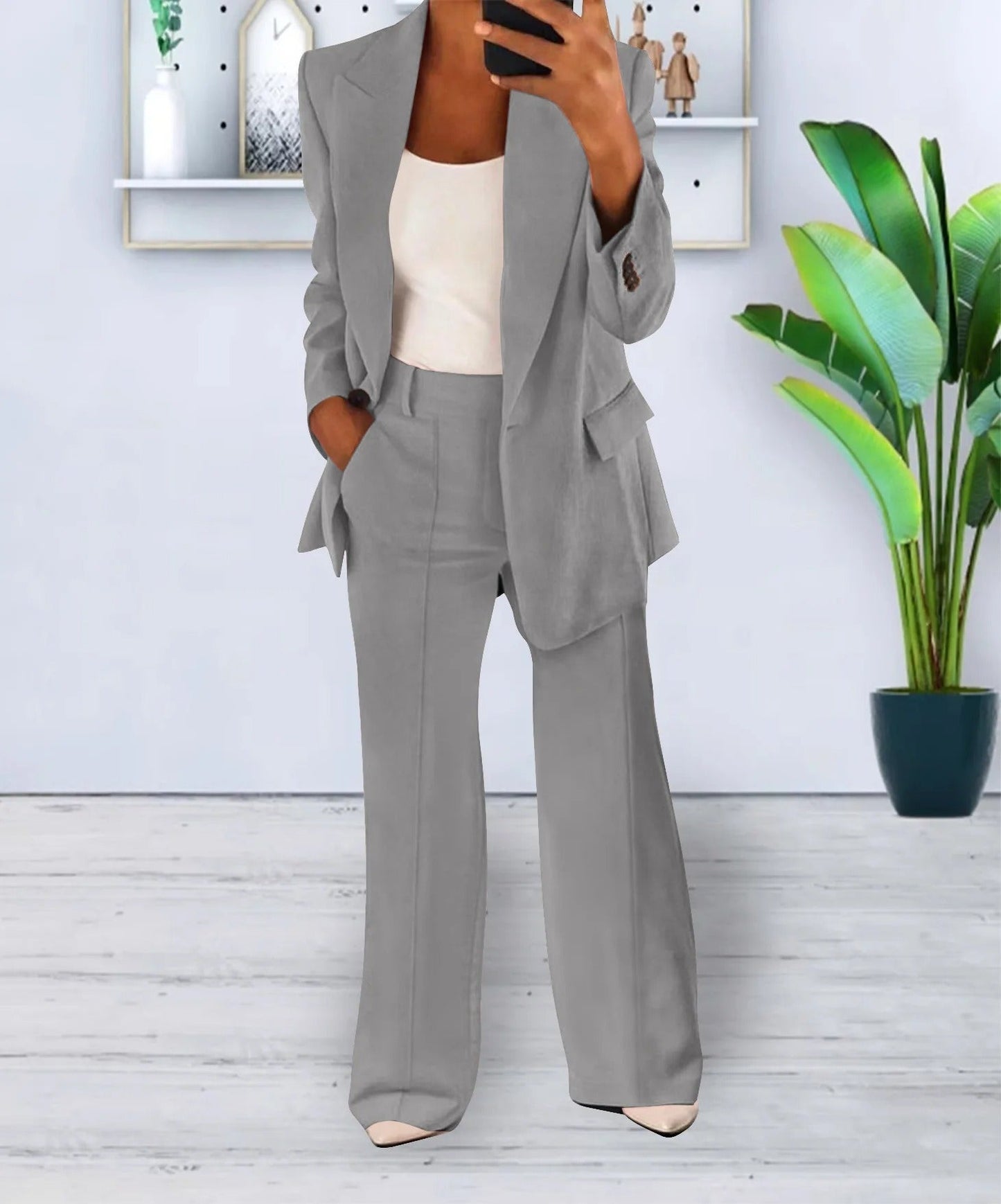Damen Blazer – Taillierte Passform – Ein-Knopf – Klassisches Revers – Flap-Taschen