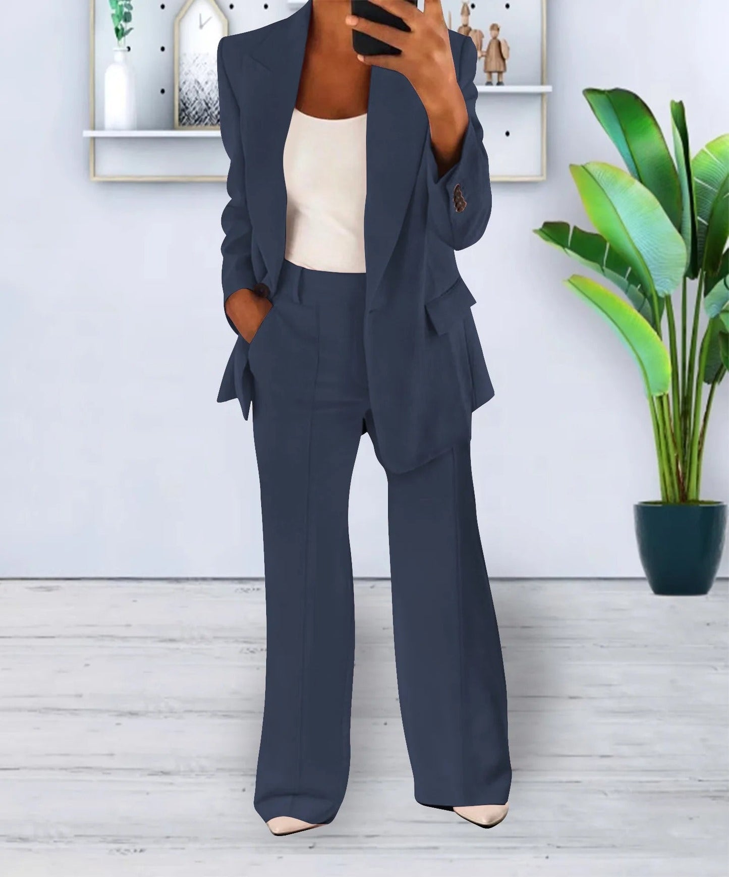 Damen Blazer – Taillierte Passform – Ein-Knopf – Klassisches Revers – Flap-Taschen