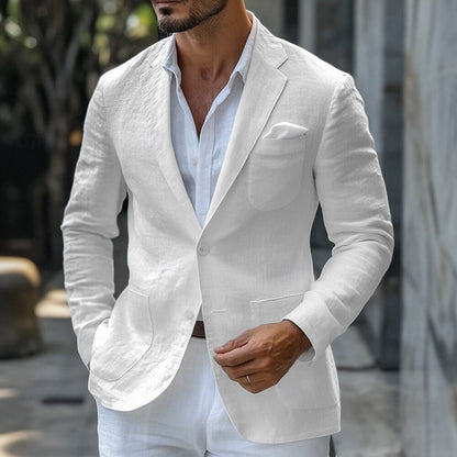 Herren Blazerjacke – Slim Fit – Atmungsaktive Mischung – Einreiher – Klassisches Revers