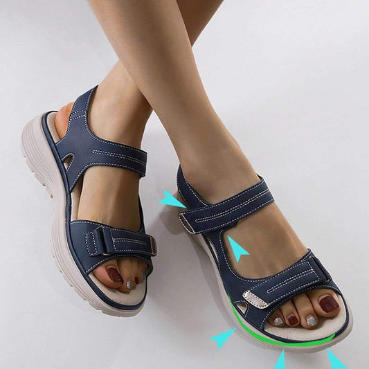 Damen Sandalen – Verstellbare Riemen – Ergonomisches Fußbett – Rutschfeste Sohle