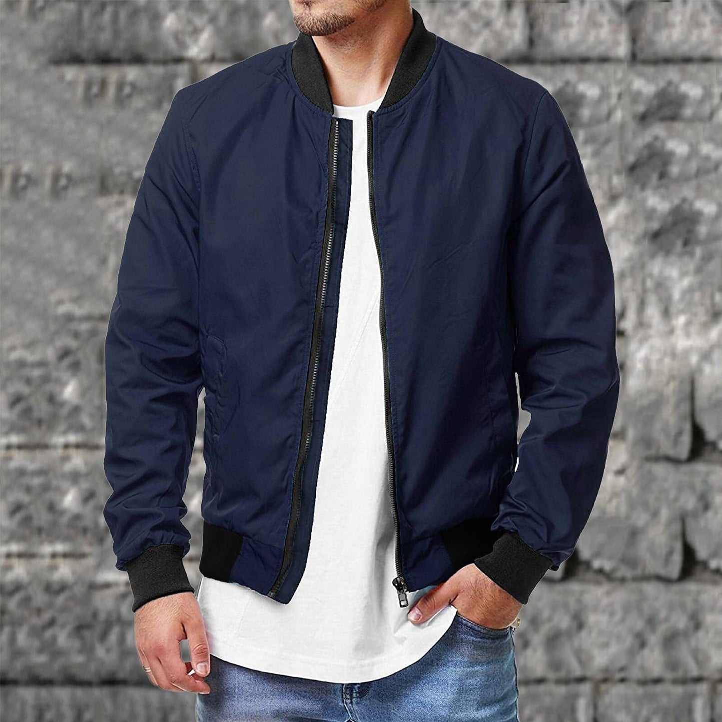 Herren Bomberjacke – Regular Fit – Atmungsaktives Material – Reißverschluss – Casual
